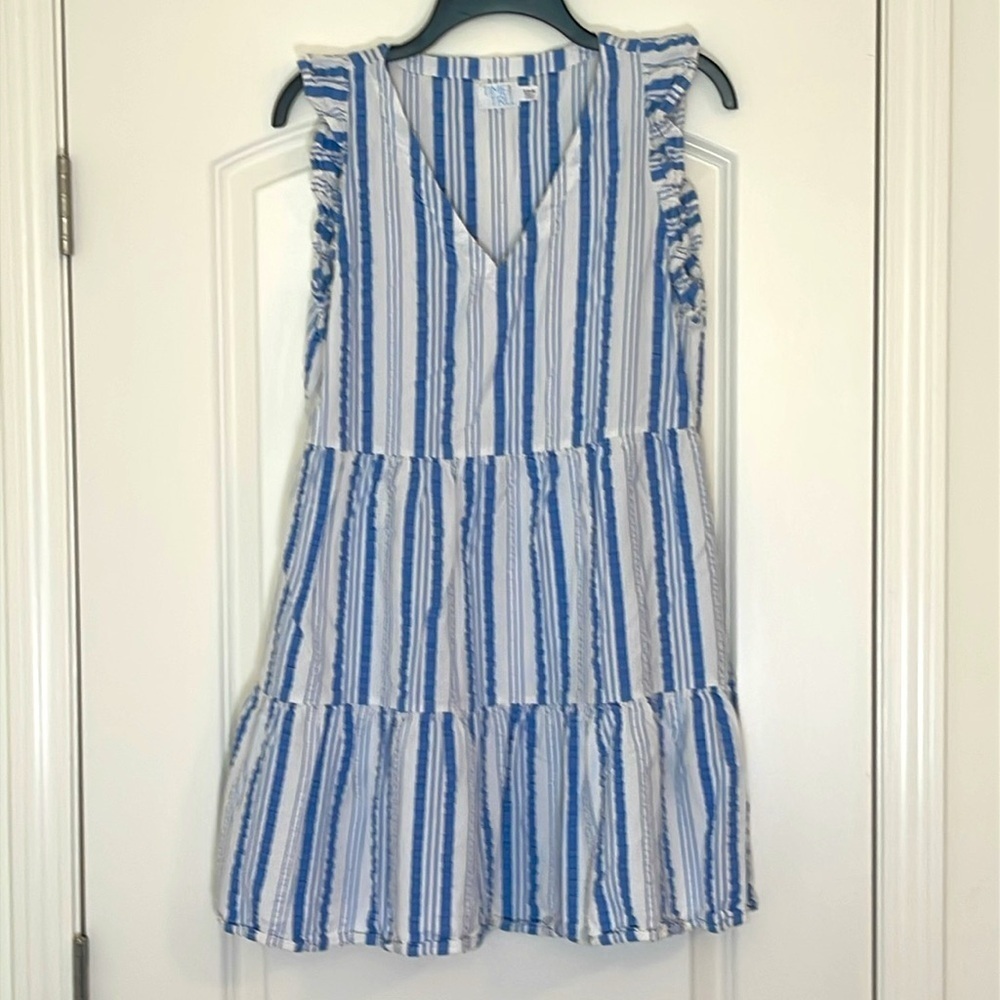 Time and Tru Sleeveless White Blue Sundress Size S (4-6)